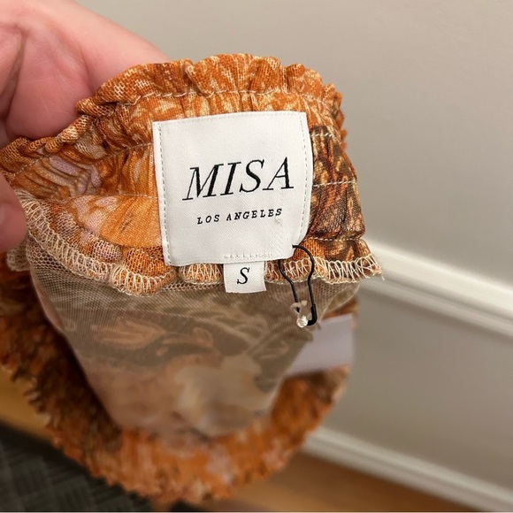 NWT Misa Marion Skirt Small Golden Batik Mesh Ruffles - Picture 9 of 14